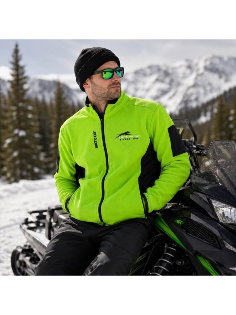 Arctic Cat Cat’s Pride Riders Club Jacket Men’s Large Neon Green Full Zip